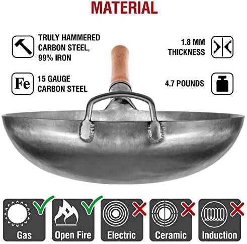 Non seasoned round bottom wok with spatula 14 in — photo 5