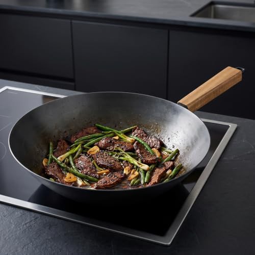 Forest Blue Carbon Steel Wok with Wood Handle — photo 4
