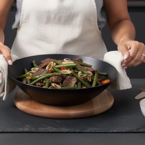 Forest Blue Carbon Steel Wok with Wood Handle — photo 5