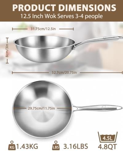 Twelve Half Inch Tri-Ply Detachable Wok — photo 3