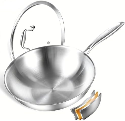 Deep Tri-Ply Stainless Steel Stir Fry Pan