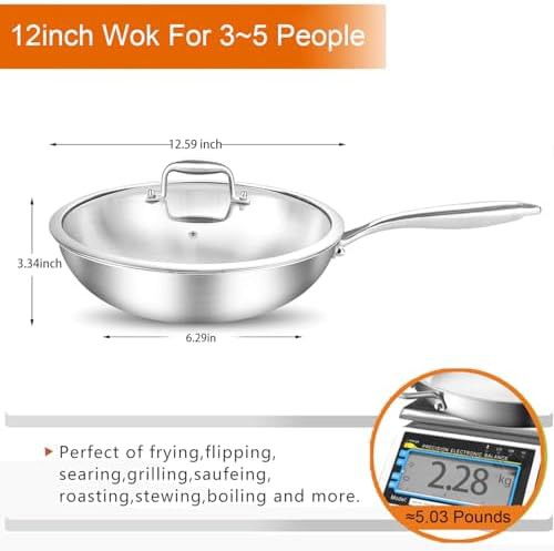 Deep Tri-Ply Stainless Steel Stir Fry Pan — photo 3