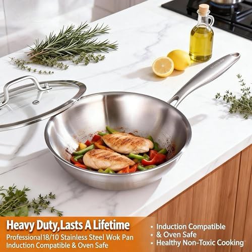 Deep Tri-Ply Stainless Steel Stir Fry Pan — photo 5