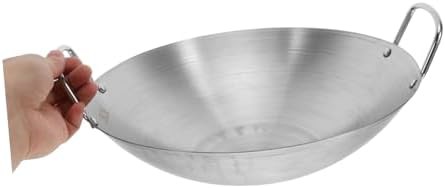 Stainless steel round bottom double handle wok — photo 4