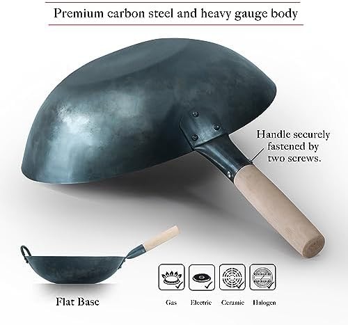Large Flat Bottom Carbon Steel Pow Wok 16 in — photo 5