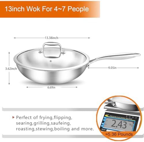 High Side Tri-Ply Stainless Saute Wok — photo 3