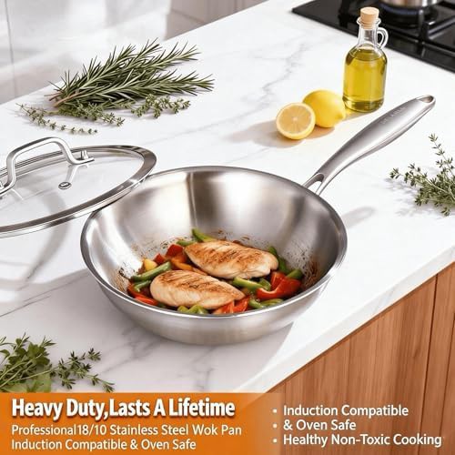 High Side Tri-Ply Stainless Saute Wok — photo 5