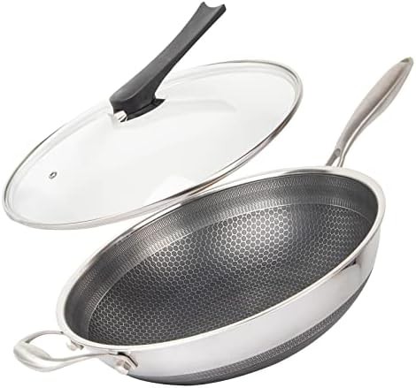 Stainless nonstick wok with lid and stay-cool handle