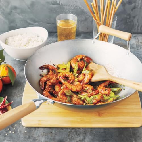 Silver carbon steel deep frying wok 14 in — photo 3