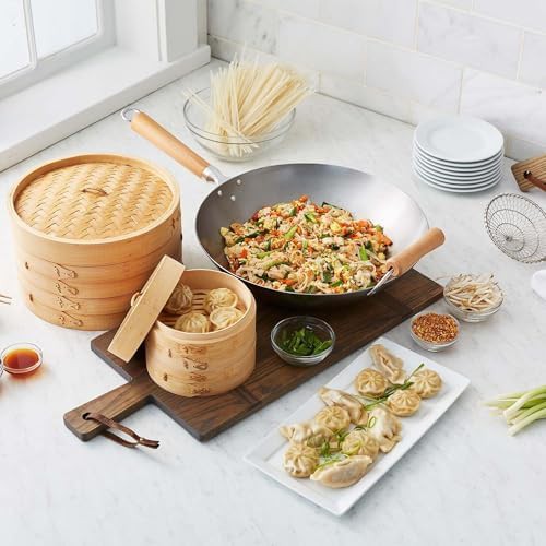 Silver carbon steel deep frying wok 14 in — photo 4