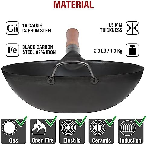 Blue carbon steel wok with utensils 11.8 in — photo 4