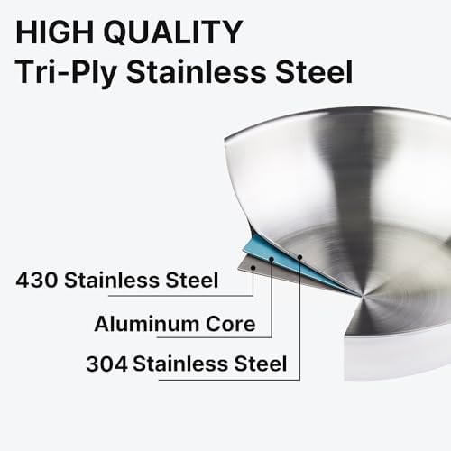 Essential tri-ply stainless steel wok with lid — photo 3
