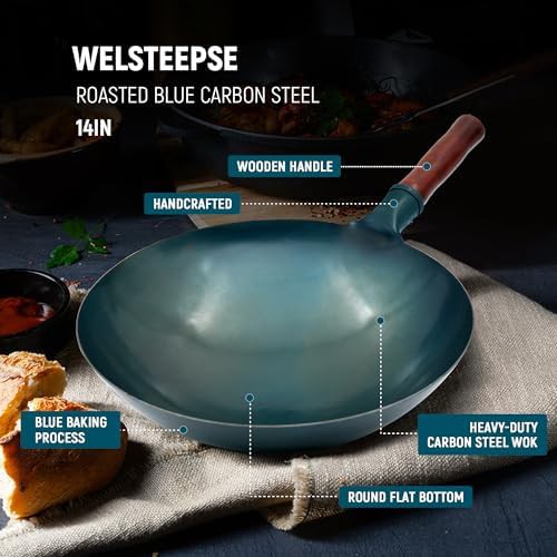 Traditional hand hammered roasted blue carbon steel wok — photo 5