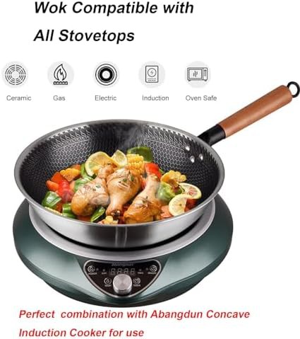 Abangdun stainless steel round bottom honeycomb wok — photo 4