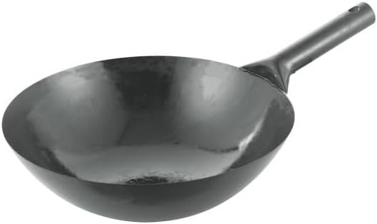 Large black carbon steel wok 16