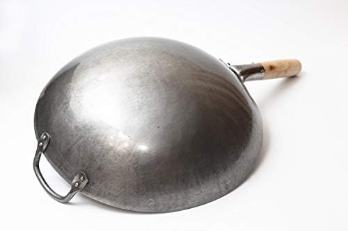 Carbon steel wooden handle 14 inch wok — photo 4