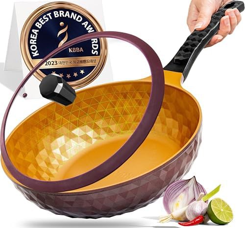 Premium Titanium Wok with Lid Large