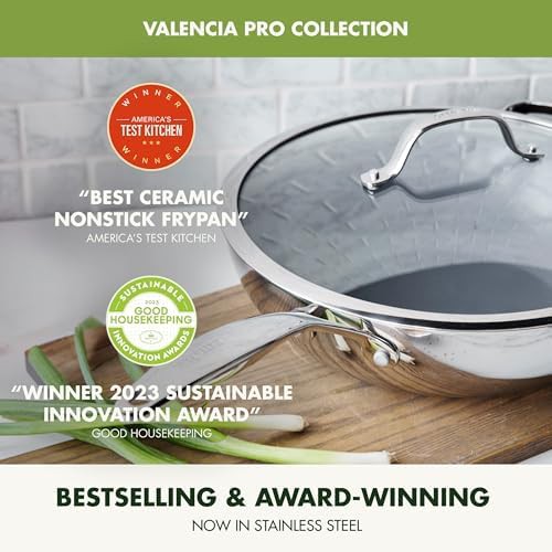 Valencia Pro Stainless Steel 12 in Wok with Lid — photo 4