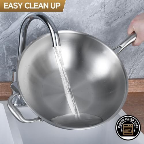 Thirteen Inch Detachable Handle Stainless Wok — photo 5