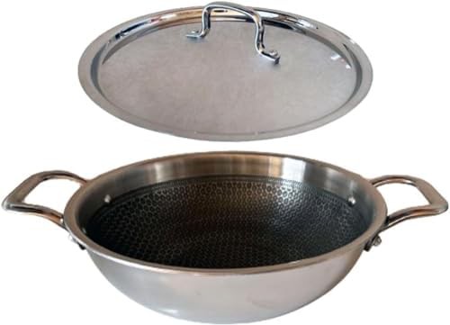 Triply stainless steel honeycomb pattern wok — photo 4