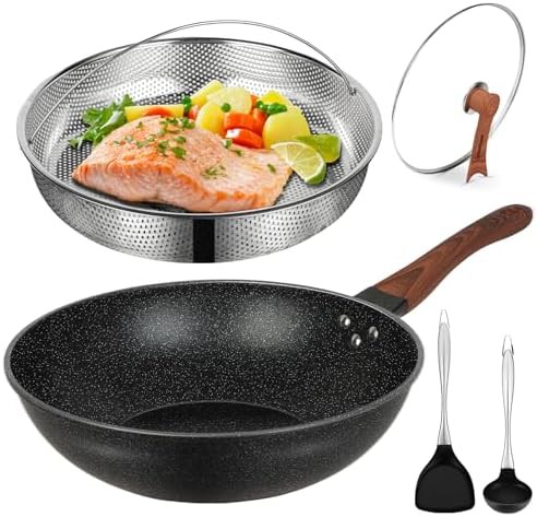 Stainless Steel Nonstick Wok with Steamer Basket