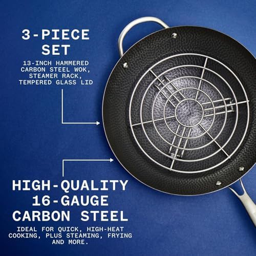 Hammered Carbon Steel Wok with Helper Handle — photo 4