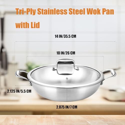 Ten Inch Stainless Steel Wok with Riveted Handle — photo 3