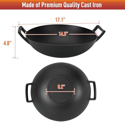 Cast iron 14 in dual handle wok — photo 3