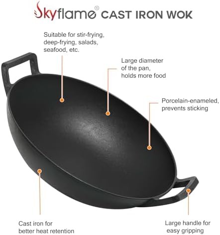 Cast iron 14 in dual handle wok — photo 5