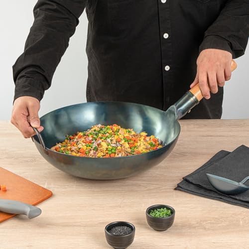 Hand Hammered Blue Carbon Steel Wok — photo 5