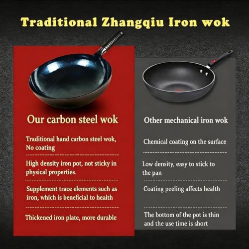 Carbon steel round bottom wok with rubber handle — photo 3