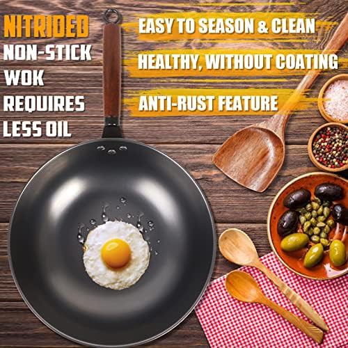 Nitrided Carbon Steel Wok with Flat Bottom — photo 3
