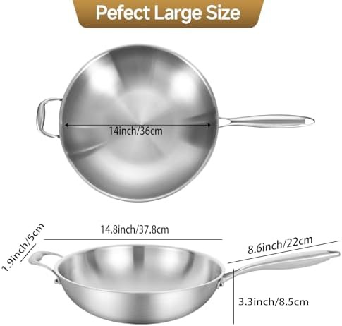 Fourteen Half Inch Silver Stir Frying Wok — photo 4