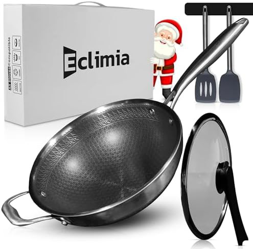 Honeycomb stainless steel nonstick stir fry pan