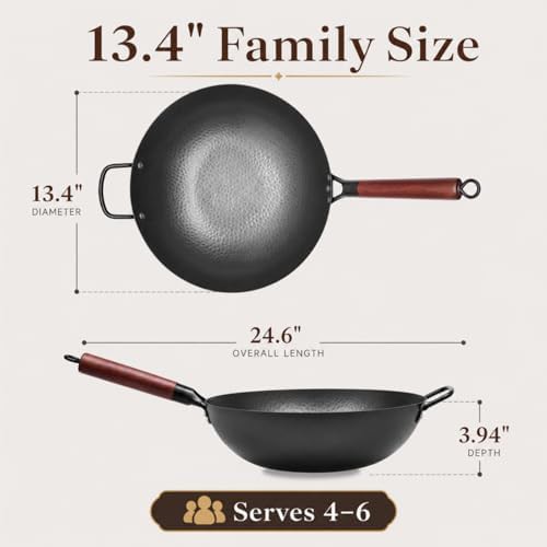 Flat bottom carbon steel wok with lid — photo 3