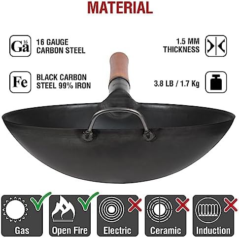 Carbon steel round bottom wok 14 in — photo 4