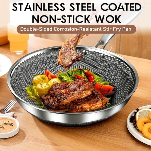 Stainless steel wok with glass lid — photo 3