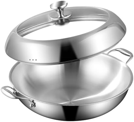 Flat Bottom Stainless Steel Induction Wok