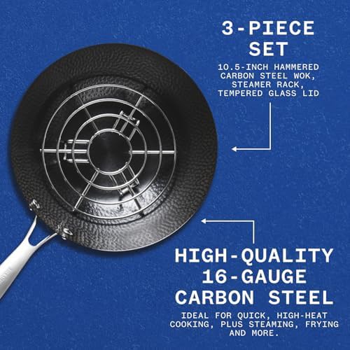 Small Hammered Carbon Steel Flat Bottom Wok — photo 5