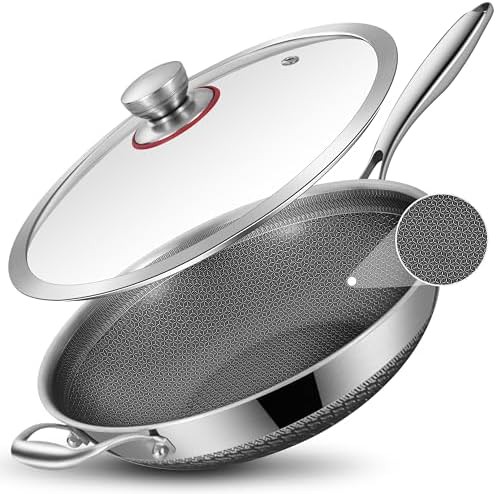 Thirteen Inch Hybrid Nonstick Wok with Lid