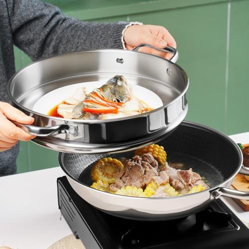 Hybrid stainless steel wok with steamer 12 in — photo 5