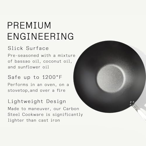 Seasoned carbon steel induction compatible wok — photo 3