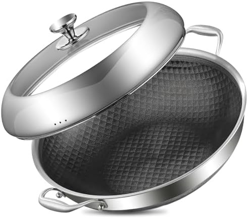 Large Nonstick Stainless Steel Wok Pot
