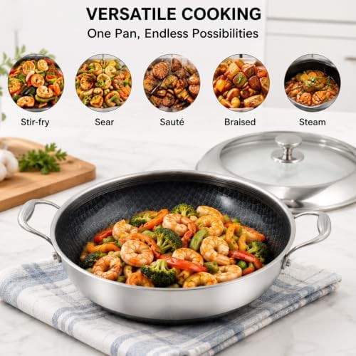 Large Nonstick Stainless Steel Wok Pot — photo 3