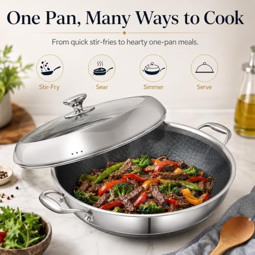Large Nonstick Stainless Steel Wok Pot — photo 5