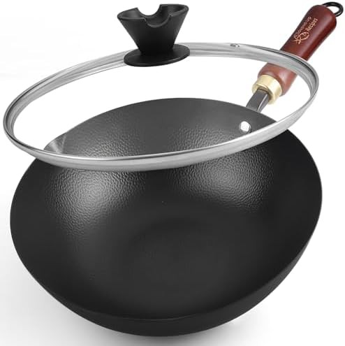 Pre-seasoned carbon steel wok 10 in