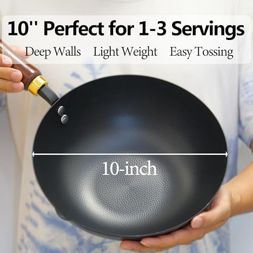 Pre-seasoned carbon steel wok 10 in — photo 3