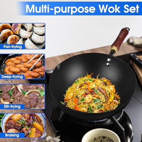 Pre-seasoned carbon steel wok 10 in — photo 4