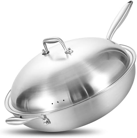 Fourteen Half Inch Stir Frying Steel Lid Wok