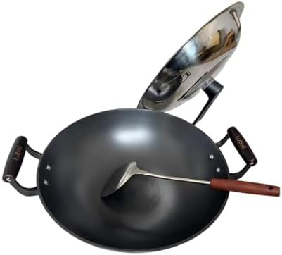 Luted 16-inch Chinese cast iron wok